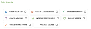 Thrive University summary of training categories