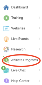Wealthy Affiliate menu May 2019